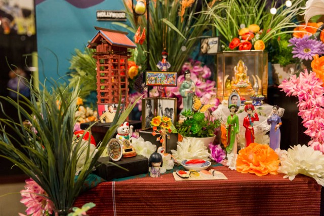 section of an altar, collection of colorful objects