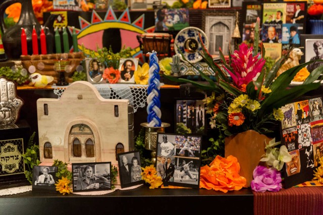 section of an altar, collection of colorful objects