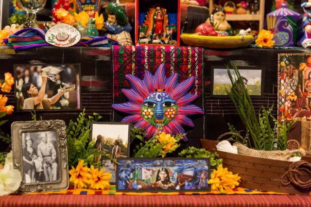 section of an altar, collection of colorful objects