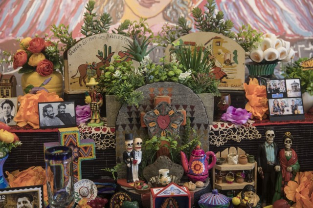 section of an altar, collection of colorful objects