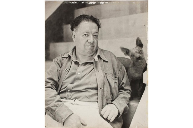 Diego Rivera and Mexican Hairless Dog