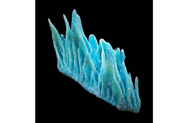 Aqua blue spiky-shaped crystal, sparkly mineral
