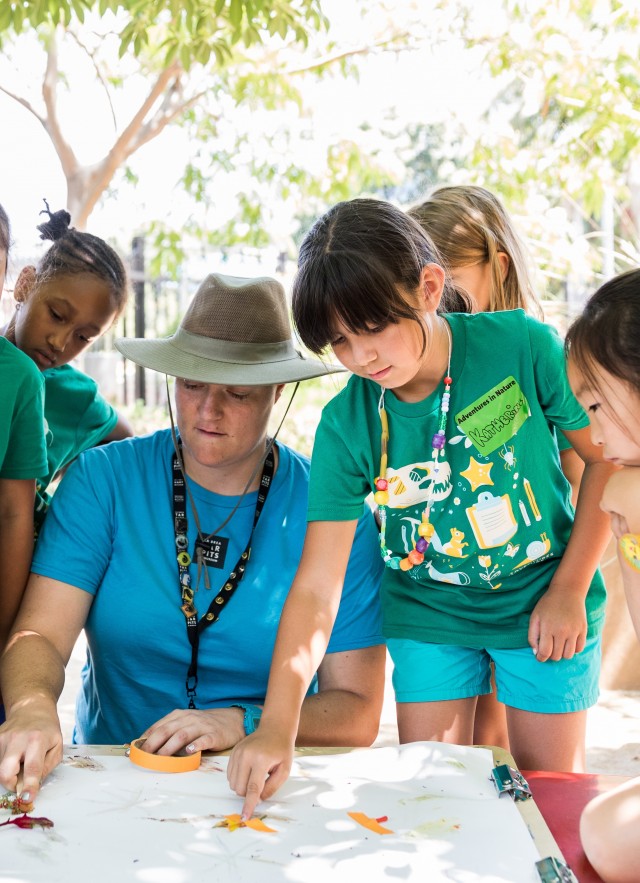 Girls Learning In Adventures in Nature Camp