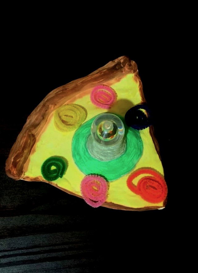 pizza with light made of clay