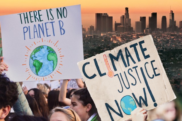 People and signs during a climate change march