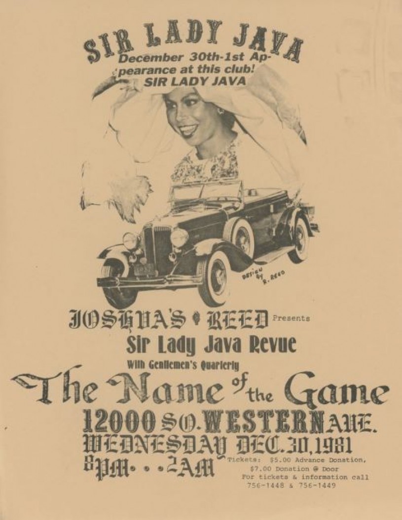 Flyer with Java's image and Name of the Game Club