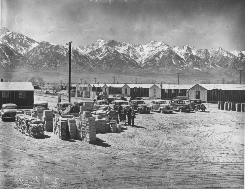 Manzanar internment camp mountains in the background