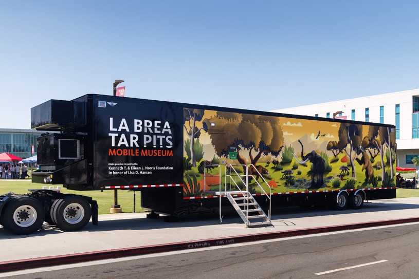 Exterior of the trailer housing the new Tar Pits Mobile Museum