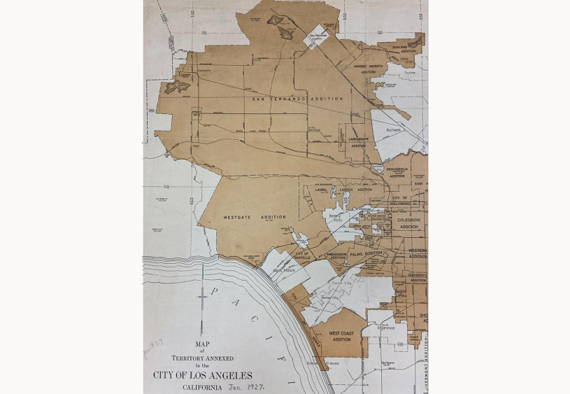 Map of Territory Annexed to the City of Los Angeles, 1927 from the Seaver Center