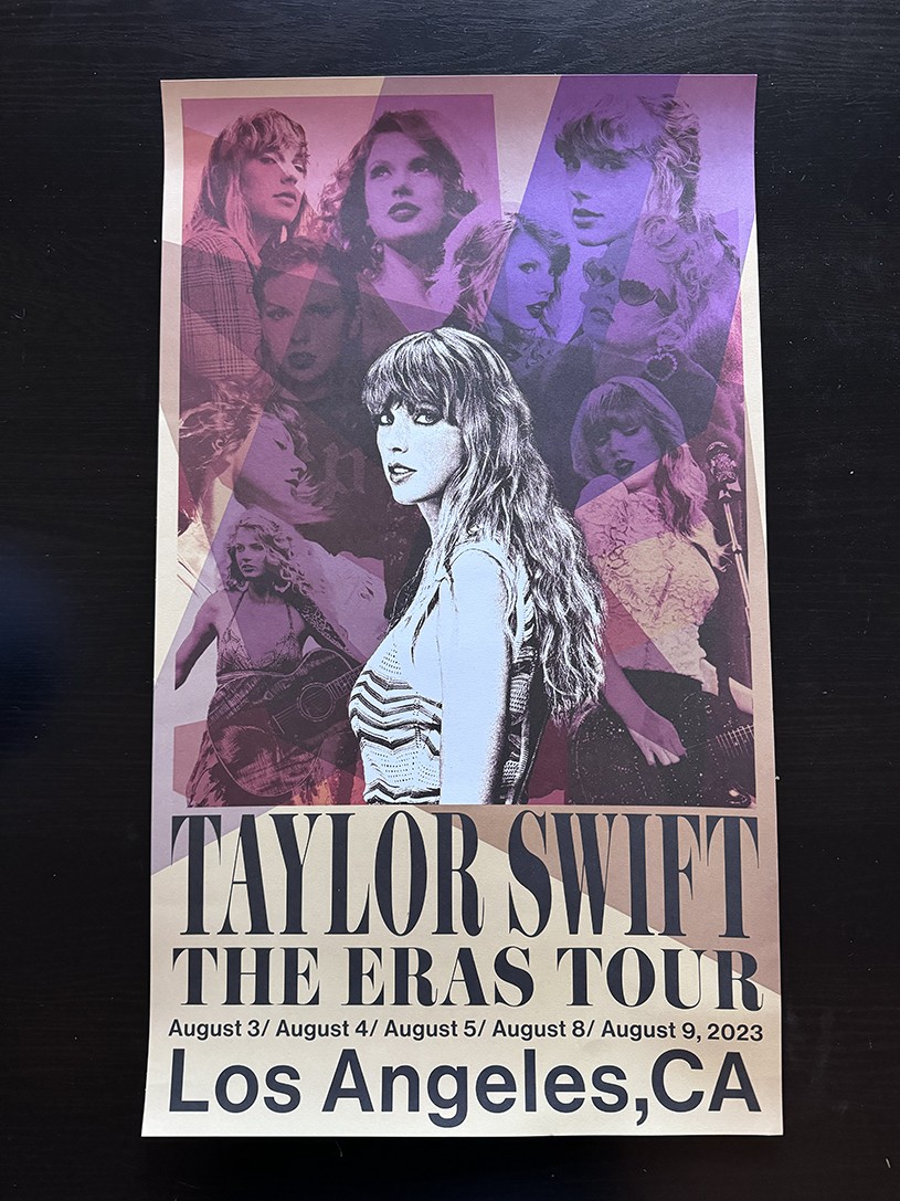 Pickford Swift Tour poster from Taylor Swift’s “The Eras Tour” in Los Angeles, August 3 - 5, 8 &amp; 9, 2023